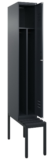 C+P Spind Classic PLUS 0800507-20f mit Trennwand +Sitzbank 2 Abt.300mm Zylinderschloss (HxBxT) 2120x600x815mm k7016/7035