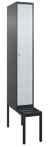 C+P Spind Classic PLUS 0800507-20f mit Trennwand +Sitzbank 2 Abt.300mm Zylinderschloss (HxBxT) 2120x600x815mm k7016/7035