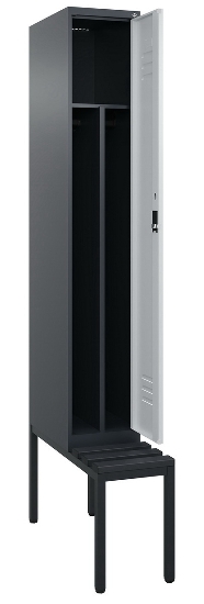 C+P Spind Classic PLUS 0800507-20f mit Trennwand +Sitzbank 2 Abt.300mm Zylinderschloss (HxBxT) 2120x600x815mm k7016/7035