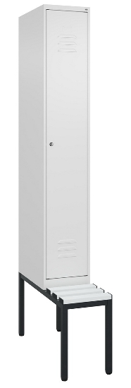 C+P Spind Classic PLUS 0800507-20f mit Trennwand +Sitzbank 2 Abt.300mm Zylinderschloss (HxBxT) 2120x600x815mm k7016/7035