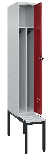 C+P Spind Classic PLUS 0800507-20f mit Trennwand +Sitzbank 2 Abt.300mm Zylinderschloss (HxBxT) 2120x600x815mm k7016/7035