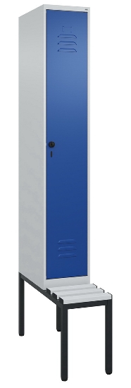 C+P Spind Classic PLUS 0800507-20f mit Trennwand +Sitzbank 2 Abt.300mm Zylinderschloss (HxBxT) 2120x600x815mm k7016/7035