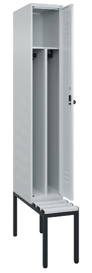 C+P Spind Classic PLUS 0800507-20f mit Trennwand +Sitzbank 2 Abt.300mm Zylinderschloss (HxBxT) 2120x600x815mm k7016/7035