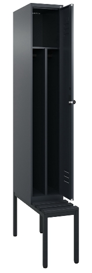 C+P Spind Classic PLUS 0800507-20f mit Trennwand +Sitzbank 2 Abt.300mm Zylinderschloss (HxBxT) 2120x600x815mm k7016/7035