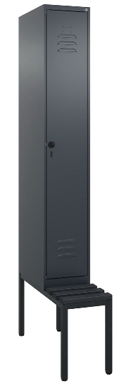 C+P Spind Classic PLUS 0800507-20f mit Trennwand +Sitzbank 2 Abt.300mm Zylinderschloss (HxBxT) 2120x600x815mm k7016/7035