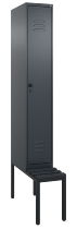 C+P Spind Classic PLUS 0800507-20f mit Trennwand +Sitzbank 2 Abt.300mm Zylinderschloss (HxBxT) 2120x600x815mm k7016/7035