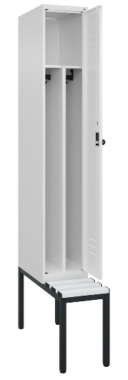 C+P Spind Classic PLUS 0800507-20f mit Trennwand +Sitzbank 2 Abt.300mm Zylinderschloss (HxBxT) 2120x600x815mm k7016/7035