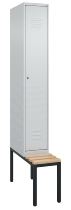 C+P Spind Classic PLUS 0800507-20f mit Trennwand +Sitzbank 2 Abt.300mm Drehriegel (HxBxT) 2120x600x815mm 7035/0024