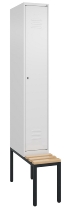 C+P Spind Classic PLUS 0800507-20f mit Trennwand +Sitzbank 2 Abt.300mm Drehriegel (HxBxT) 2120x600x815mm 7035/0024