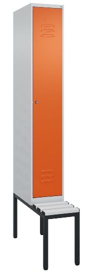 C+P Spind Classic PLUS 0800507-20f mit Trennwand +Sitzbank 2 Abt.300mm Zylinderschloss (HxBxT) 2120x600x815mm k7016/7035