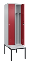 C+P Spind Classic PLUS 0800507-20f mit Trennwand +Sitzbank 2 Abt.300mm Zylinderschloss (HxBxT) 2120x600x815mm k7016/7035