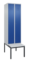 C+P Spind Classic PLUS 0800507-20f mit Trennwand +Sitzbank 2 Abt.300mm Zylinderschloss (HxBxT) 2120x600x815mm k7016/7035