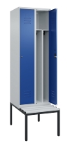 C+P Spind Classic PLUS 0800507-20f mit Trennwand +Sitzbank 2 Abt.300mm Zylinderschloss (HxBxT) 2120x600x815mm k7016/7035