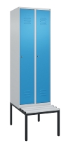 C+P Spind Classic PLUS 0800507-20f mit Trennwand +Sitzbank 2 Abt.300mm Zylinderschloss (HxBxT) 2120x600x815mm k7016/7035