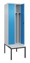 C+P Spind Classic PLUS 0800507-20f mit Trennwand +Sitzbank 2 Abt.300mm Zylinderschloss (HxBxT) 2120x600x815mm k7016/7035