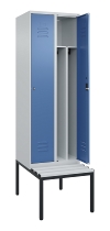 C+P Spind Classic PLUS 0800507-20f mit Trennwand +Sitzbank 2 Abt.300mm Zylinderschloss (HxBxT) 2120x600x815mm k7016/7035