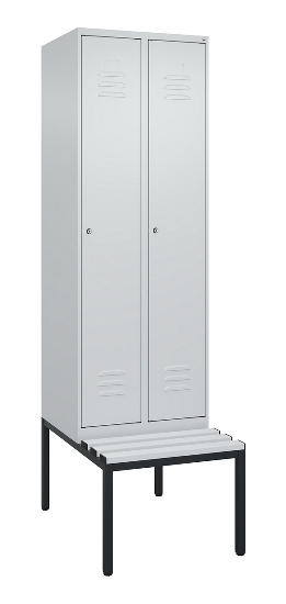 C+P Spind Classic PLUS 0800507-20f mit Trennwand +Sitzbank 2 Abt.300mm Zylinderschloss (HxBxT) 2120x600x815mm k7016/7035