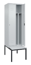 C+P Spind Classic PLUS 0800507-20f mit Trennwand +Sitzbank 2 Abt.300mm Zylinderschloss (HxBxT) 2120x600x815mm k7016/7035