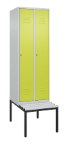 C+P Spind Classic PLUS 0800507-20f mit Trennwand +Sitzbank 2 Abt.300mm Zylinderschloss (HxBxT) 2120x600x815mm k7016/7035