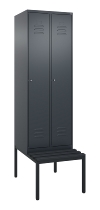 C+P Spind Classic PLUS 0800507-20f mit Trennwand +Sitzbank 2 Abt.300mm Zylinderschloss (HxBxT) 2120x600x815mm k7016/7035