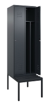 C+P Spind Classic PLUS 0800507-20f mit Trennwand +Sitzbank 2 Abt.300mm Zylinderschloss (HxBxT) 2120x600x815mm k7016/7035