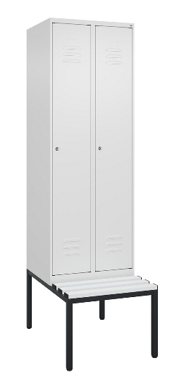 C+P Spind Classic PLUS 0800507-20f mit Trennwand +Sitzbank 2 Abt.300mm Zylinderschloss (HxBxT) 2120x600x815mm k7016/7035