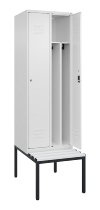 C+P Spind Classic PLUS 0800507-20f mit Trennwand +Sitzbank 2 Abt.300mm Zylinderschloss (HxBxT) 2120x600x815mm k7016/7035