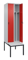 C+P Spind Classic PLUS 0800507-20f mit Trennwand +Sitzbank 2 Abt.300mm Zylinderschloss (HxBxT) 2120x600x815mm k7016/7035