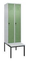 C+P Spind Classic PLUS 0800507-20f mit Trennwand +Sitzbank 2 Abt.300mm Zylinderschloss (HxBxT) 2120x600x815mm k7016/7035