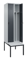 C+P Spind Classic PLUS 0800507-20f mit Trennwand +Sitzbank 2 Abt.300mm Zylinderschloss (HxBxT) 2120x600x815mm k7016/7035