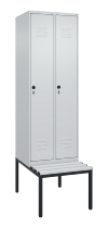 C+P Spind Classic PLUS 0800507-20f mit Trennwand +Sitzbank 2 Abt.300mm Zylinderschloss (HxBxT) 2120x600x815mm k7016/7035