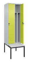 C+P Spind Classic PLUS 0800507-20f mit Trennwand +Sitzbank 2 Abt.300mm Zylinderschloss (HxBxT) 2120x600x815mm k7016/7035