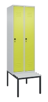 C+P Spind Classic PLUS 0800507-20f mit Trennwand +Sitzbank 2 Abt.300mm Zylinderschloss (HxBxT) 2120x600x815mm k7016/7035