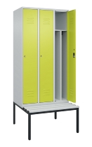 C+P Spind Classic PLUS 0800507-20f mit Trennwand +Sitzbank 2 Abt.300mm Zylinderschloss (HxBxT) 2120x600x815mm k7016/7035