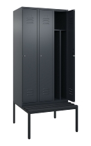 C+P Spind Classic PLUS 0800507-20f mit Trennwand +Sitzbank 2 Abt.300mm Zylinderschloss (HxBxT) 2120x600x815mm k7016/7035