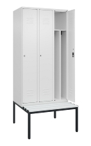 C+P Spind Classic PLUS 0800507-20f mit Trennwand +Sitzbank 2 Abt.300mm Zylinderschloss (HxBxT) 2120x600x815mm k7016/7035