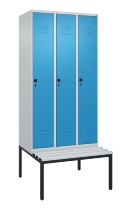 C+P Spind Classic PLUS 0800507-20f mit Trennwand +Sitzbank 2 Abt.300mm Zylinderschloss (HxBxT) 2120x600x815mm k7016/7035