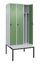C+P Spind Classic PLUS 0800507-20f mit Trennwand +Sitzbank 2 Abt.300mm Zylinderschloss (HxBxT) 2120x600x815mm k7016/7035