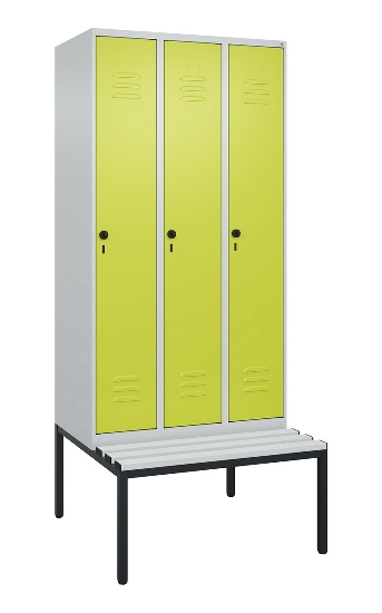 C+P Spind Classic PLUS 0800507-20f mit Trennwand +Sitzbank 2 Abt.300mm Zylinderschloss (HxBxT) 2120x600x815mm k7016/7035