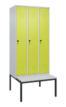 C+P Spind Classic PLUS 0800507-20f mit Trennwand +Sitzbank 2 Abt.300mm Zylinderschloss (HxBxT) 2120x600x815mm k7016/7035