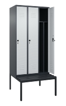 C+P Spind Classic PLUS 0800507-20f mit Trennwand +Sitzbank 2 Abt.300mm Zylinderschloss (HxBxT) 2120x600x815mm k7016/7035