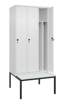 C+P Spind Classic PLUS 0800507-20f mit Trennwand +Sitzbank 2 Abt.300mm Zylinderschloss (HxBxT) 2120x600x815mm k7016/7035