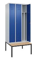 C+P Spind Classic PLUS 0800507-20f mit Trennwand +Sitzbank 2 Abt.300mm Drehriegel (HxBxT) 2120x600x815mm 7035/0024