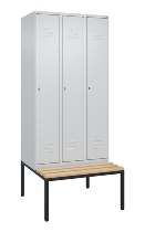 C+P Spind Classic PLUS 0800507-20f mit Trennwand +Sitzbank 2 Abt.300mm Drehriegel (HxBxT) 2120x600x815mm 7035/0024