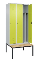 C+P Spind Classic PLUS 0800507-20f mit Trennwand +Sitzbank 2 Abt.300mm Drehriegel (HxBxT) 2120x600x815mm 7035/0024