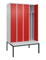 C+P Spind Classic PLUS 0800507-20f mit Trennwand +Sitzbank 2 Abt.300mm Zylinderschloss (HxBxT) 2120x600x815mm k7016/7035