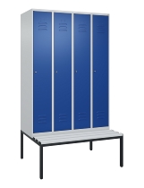 C+P Spind Classic PLUS 0800507-20f mit Trennwand +Sitzbank 2 Abt.300mm Zylinderschloss (HxBxT) 2120x600x815mm k7016/7035
