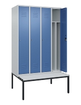 C+P Spind Classic PLUS 0800507-20f mit Trennwand +Sitzbank 2 Abt.300mm Zylinderschloss (HxBxT) 2120x600x815mm k7016/7035