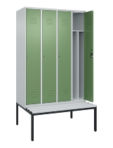 C+P Spind Classic PLUS 0800507-20f mit Trennwand +Sitzbank 2 Abt.300mm Zylinderschloss (HxBxT) 2120x600x815mm k7016/7035