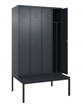C+P Spind Classic PLUS 0800507-20f mit Trennwand +Sitzbank 2 Abt.300mm Zylinderschloss (HxBxT) 2120x600x815mm k7016/7035